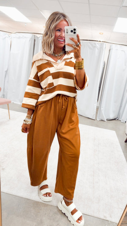 The Varsity Stripe Top-Terra/Beige