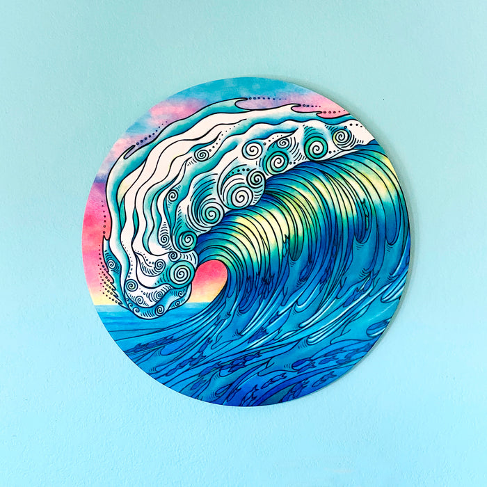The Wave - Round Wood Wall Art