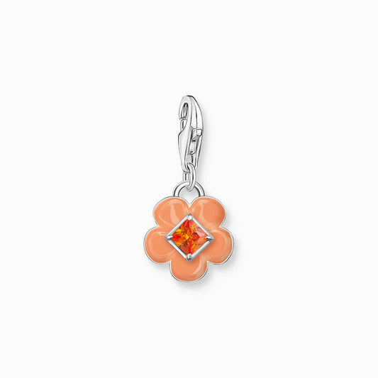 Thomas Sabo Charm-Anhänger Blume mit orangenem Stein Silber - 2029-041-8