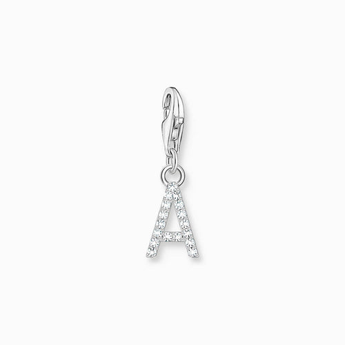 Thomas Sabo Charm-Anhänger Buchstabe A-Z mit weißen Steinen Silber