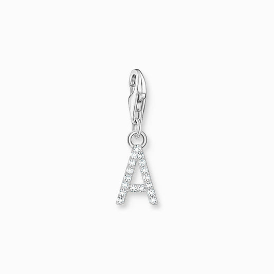 Thomas Sabo Charm-Anhänger Buchstabe A-Z mit weißen Steinen Silber