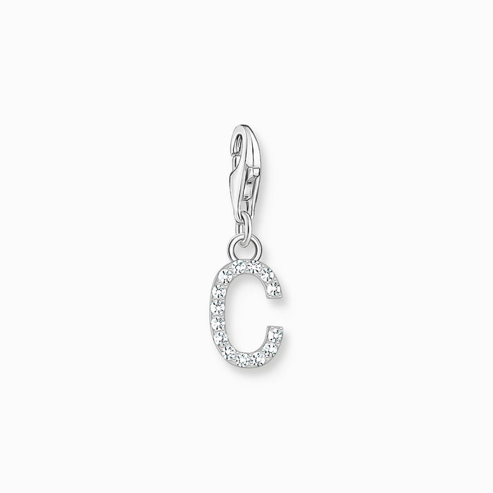 Thomas Sabo Charm-Anhänger Buchstabe A-Z mit weißen Steinen Silber
