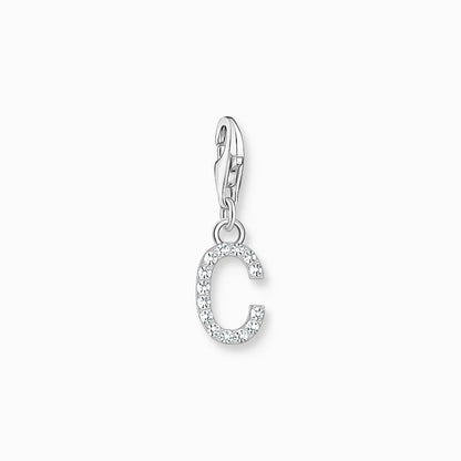 Thomas Sabo Charm-Anhänger Buchstabe A-Z mit weißen Steinen Silber