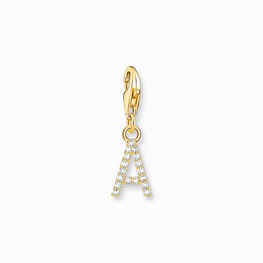 Thomas Sabo Charm-Anhänger Buchstabe mit weißen Steinen vergoldet