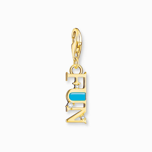 Thomas Sabo Charm-Anhänger Fun mit weißen Steinen vergoldet - 2010-565-17