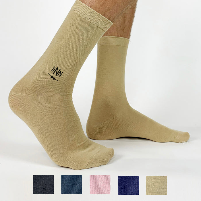 Three-Letter Monogram Wedding Socks – Personalized Bowtie Initial Socks