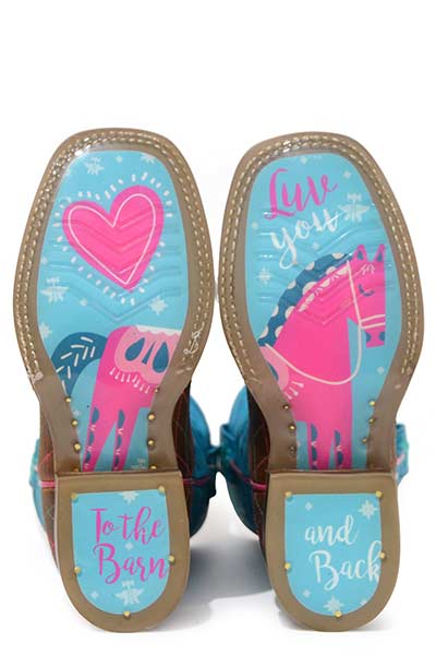 Tin Haul Kids Wide Square Hearts and Colts Boot