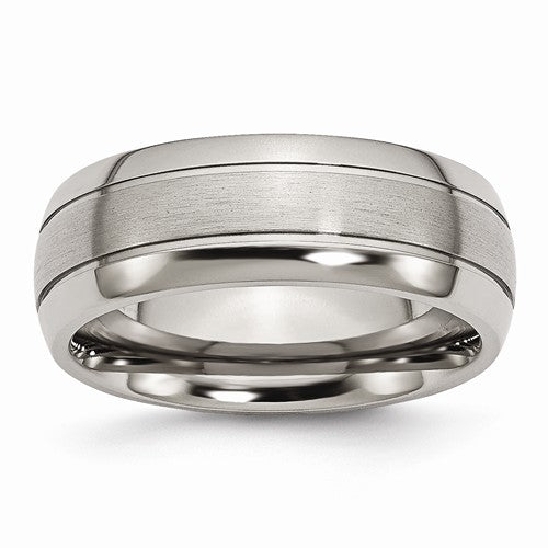 Titanium Grooved 8mm Brushed And Polished Band