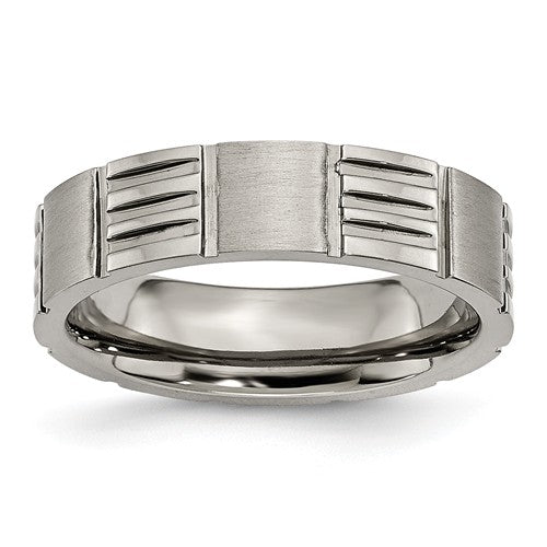 Titanium Notched 6mm Satin And Polished Band