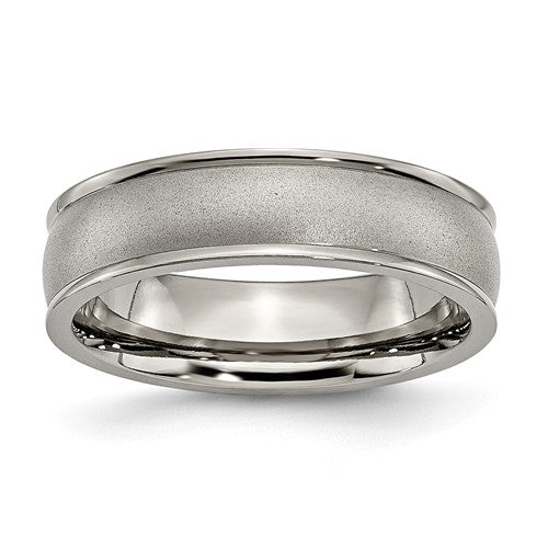 Titanium Ridged Edge 6mm Satin And Polished Band