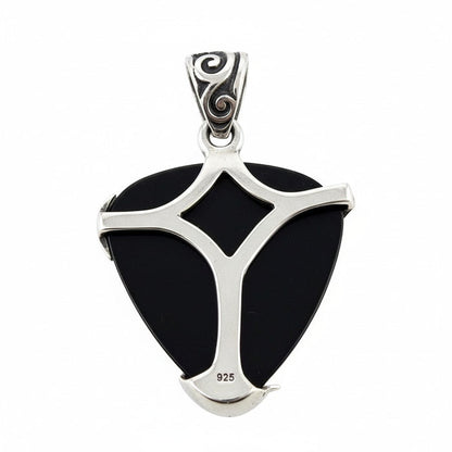The back of the silver plectrum holder pendant, showing the .925 hallmark.