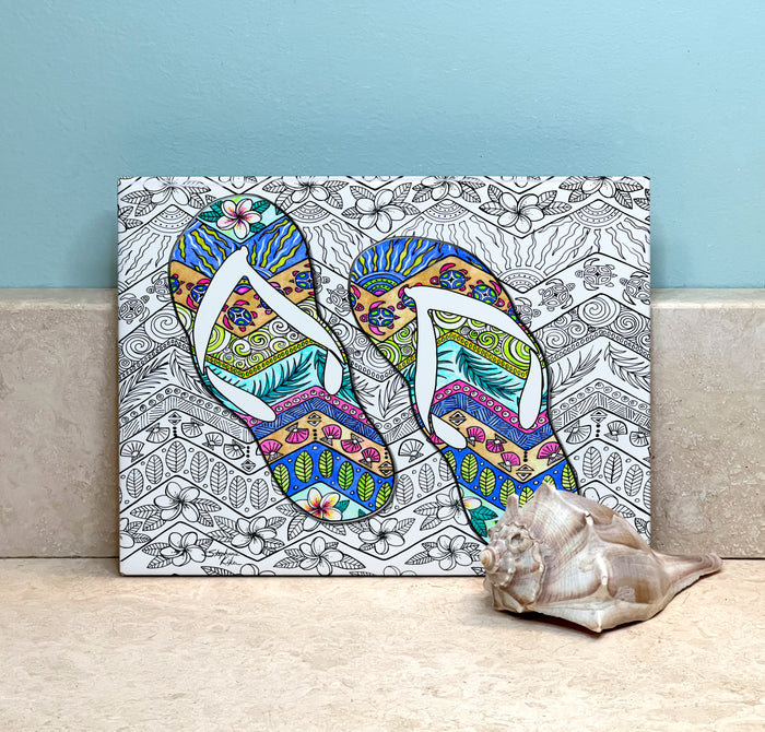 Tropical Flip Flops Ceramic Tile