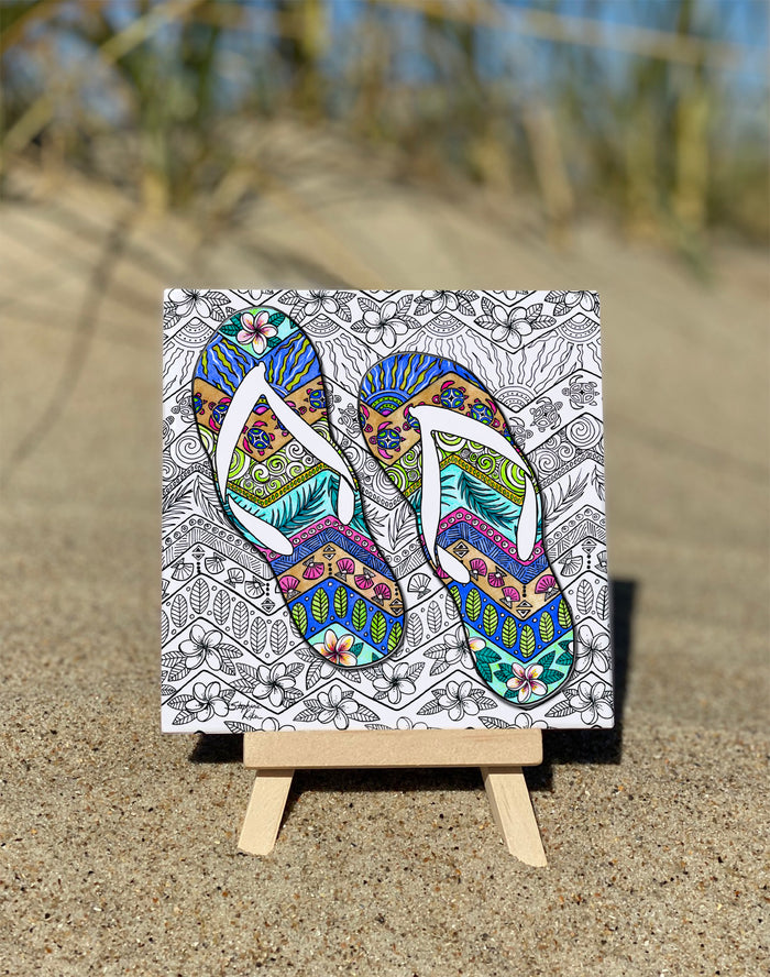 Tropical Flip Flops Ceramic Tile
