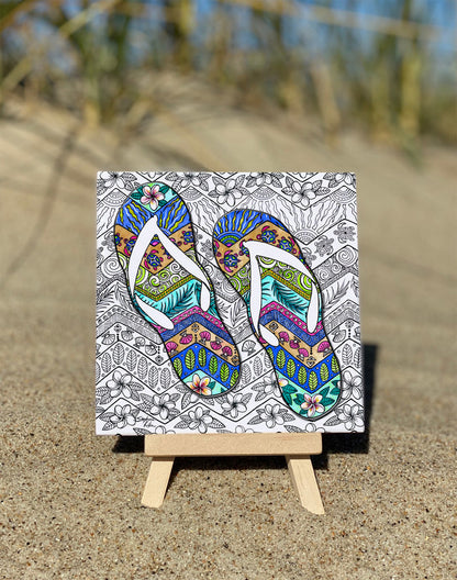 Tropical Flip Flops Ceramic Tile