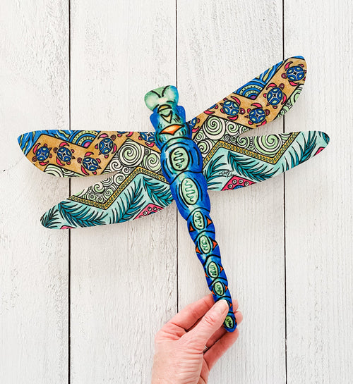 Tropical Patterns Blue- Dragonfly Shape