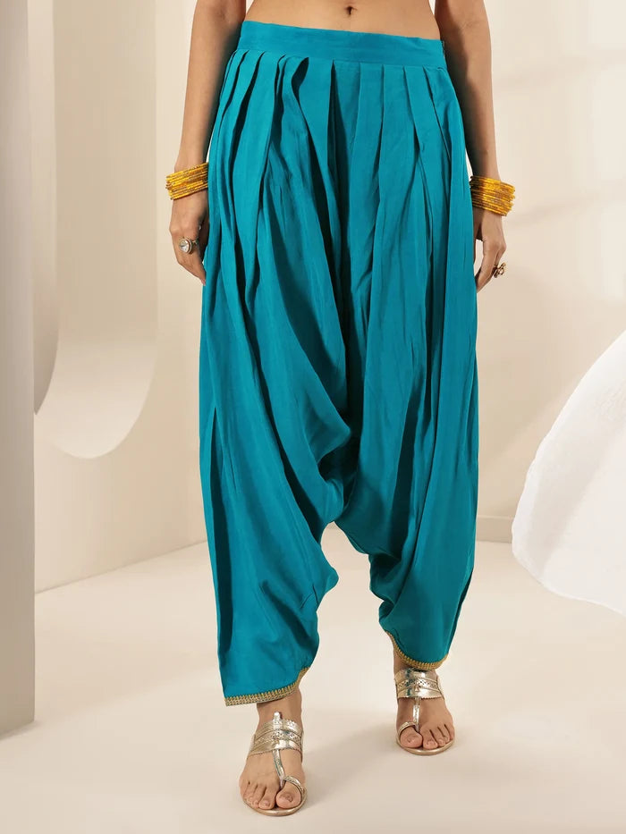 Turquoise blue Silk Suit Set