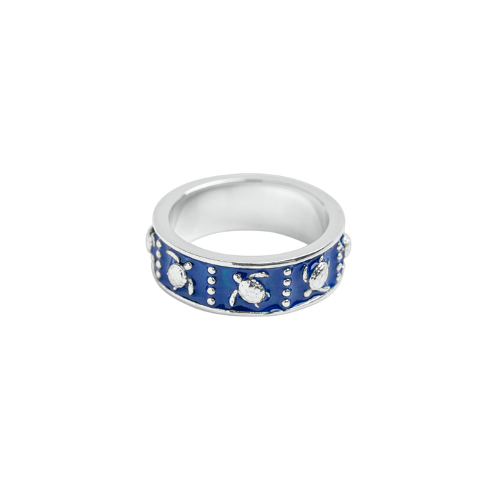 Turtle Enamel Ring Silber