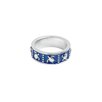 Turtle Enamel Ring Silber