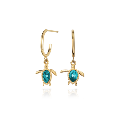 Turtle Hoops Ohrring Aquamarine Gold