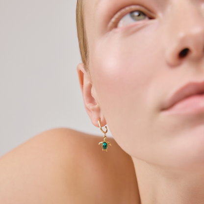 Turtle Hoops Ohrring Aquamarine Gold