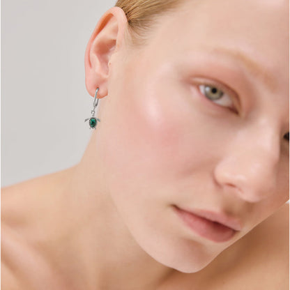 Turtle Hoops Ohrring Aquamarine Silber