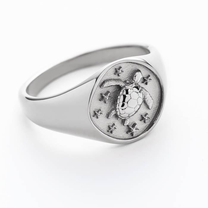Turtle Signet Ring Silber
