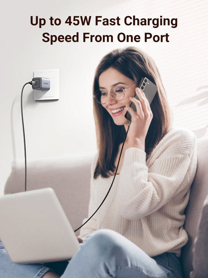 Up to 45W Fast iphone Charging 2 Ports Wall Charger