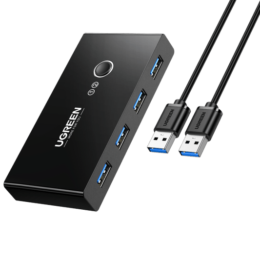 UGREEN USB 3.0 4-Port Switch With 2 Pack USB Male Cable