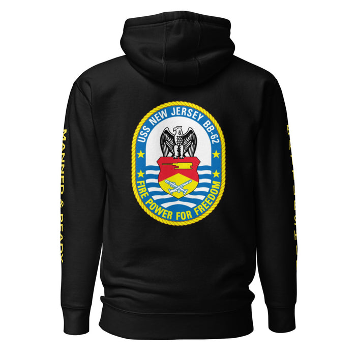 USS New Jersey BB-62 - Manned & Ready Hoodie (Black)