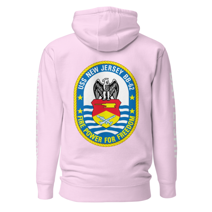 USS New Jersey BB-62 - Manned & Ready Hoodie (Team Pink)