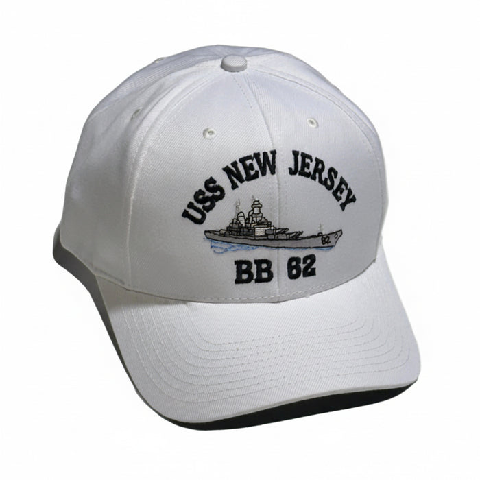 White cap with 'New Jersey' and 'BB 62' text on a light gray background