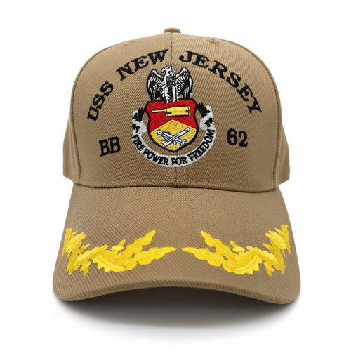USS New Jersey Firepower for Freedom - Coyote Brown Cap (w/ Scrambled Eggs)