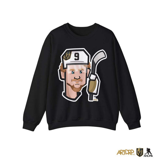 Vegas Golden Knights #9 Jack Eichel Caricature Crewneck - Vegas Team Store