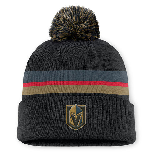 Vegas Golden Knights Charcoal Authentic Pro Rink Cuffed Pom Knit Hat