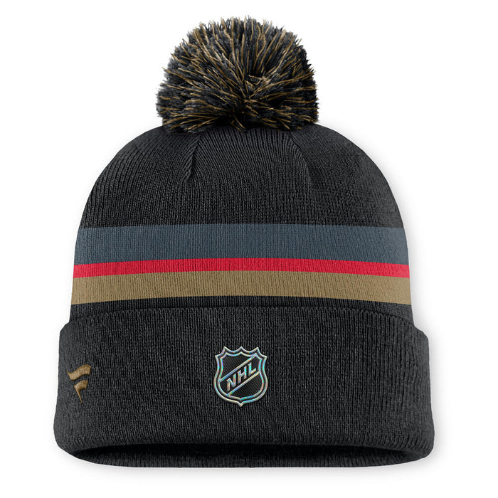 Vegas Golden Knights Charcoal Authentic Pro Rink Cuffed Pom Knit Hat