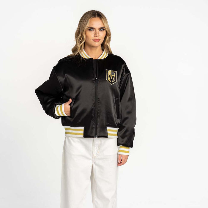 Vegas Golden Knights Satin Oversized Bomber Jacket - Vegas Team Store