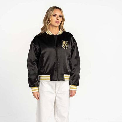 Vegas Golden Knights Satin Oversized Bomber Jacket - Vegas Team Store
