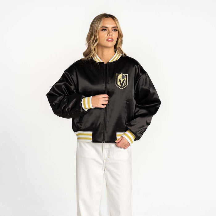 Vegas Golden Knights Satin Oversized Bomber Jacket - Vegas Team Store