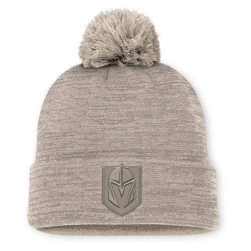 Vegas Golden Knights Tan Authentic Pro Road Cuffed Knit Pom Hat