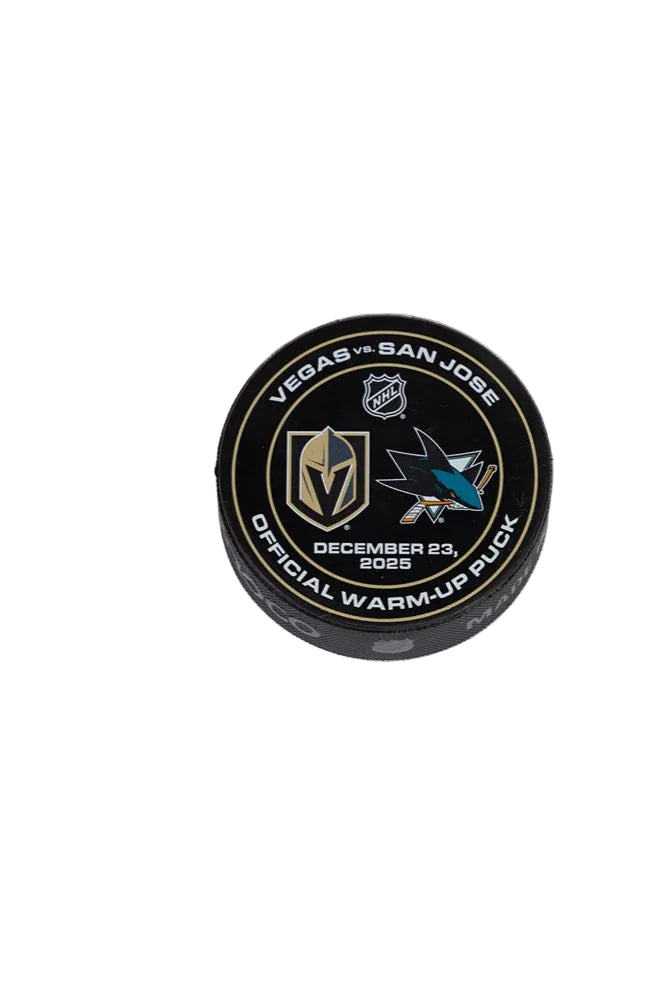 VGK vs SJS-12/23/25-Warm-Up Puck - Vegas Team Store
