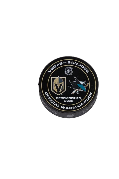 VGK vs SJS-12/23/25-Warm-Up Puck - Vegas Team Store