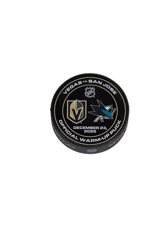 VGK vs SJS-12/23/25-Warm-Up Puck - Vegas Team Store