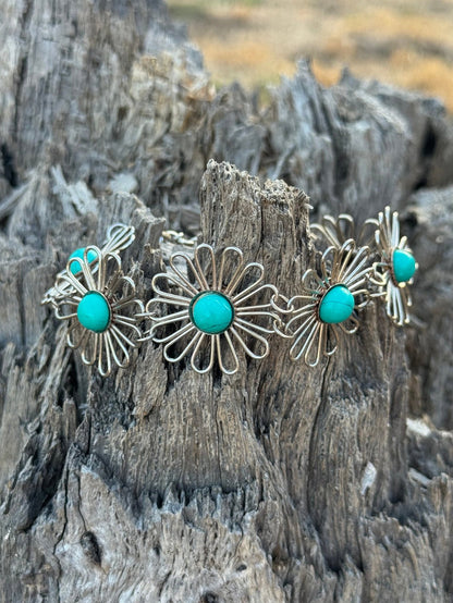 Western Blossoms Turquoise Bracelet
