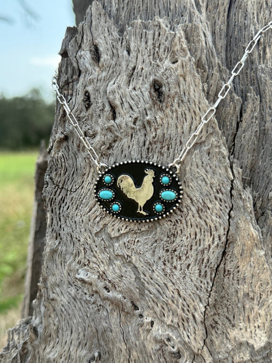 Western Rooster Turquoise Necklace