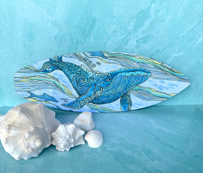Whale Watch Surfboard Wall Art
