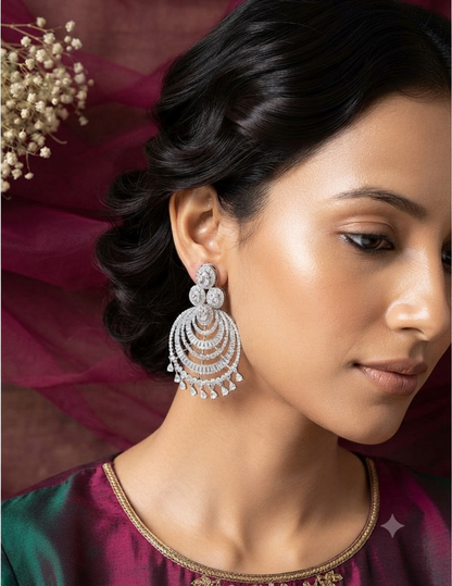 White And Silver Diamond Chandbalis
