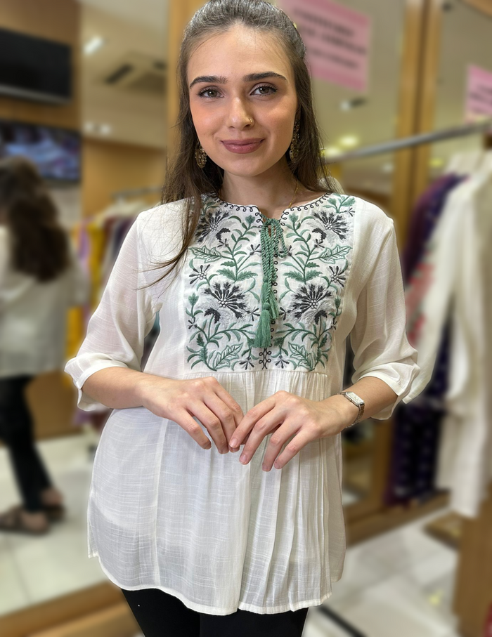 White cotton kurti online shopping