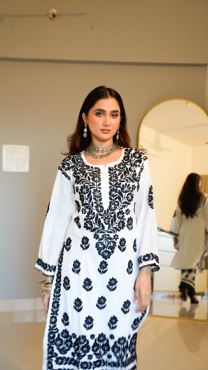 White Muse Chikankari Set