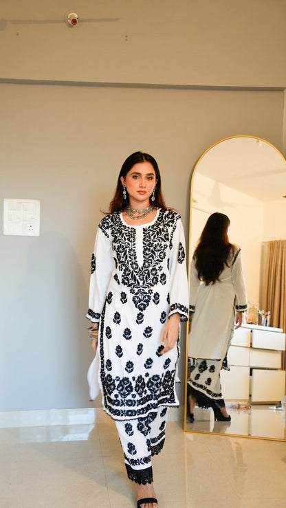 White Muse Chikankari Set