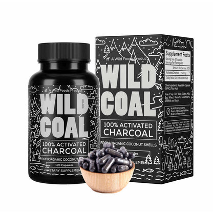 Activated Charcoal Capsules, 120ct Case of 12 Wholesale Wild Foods